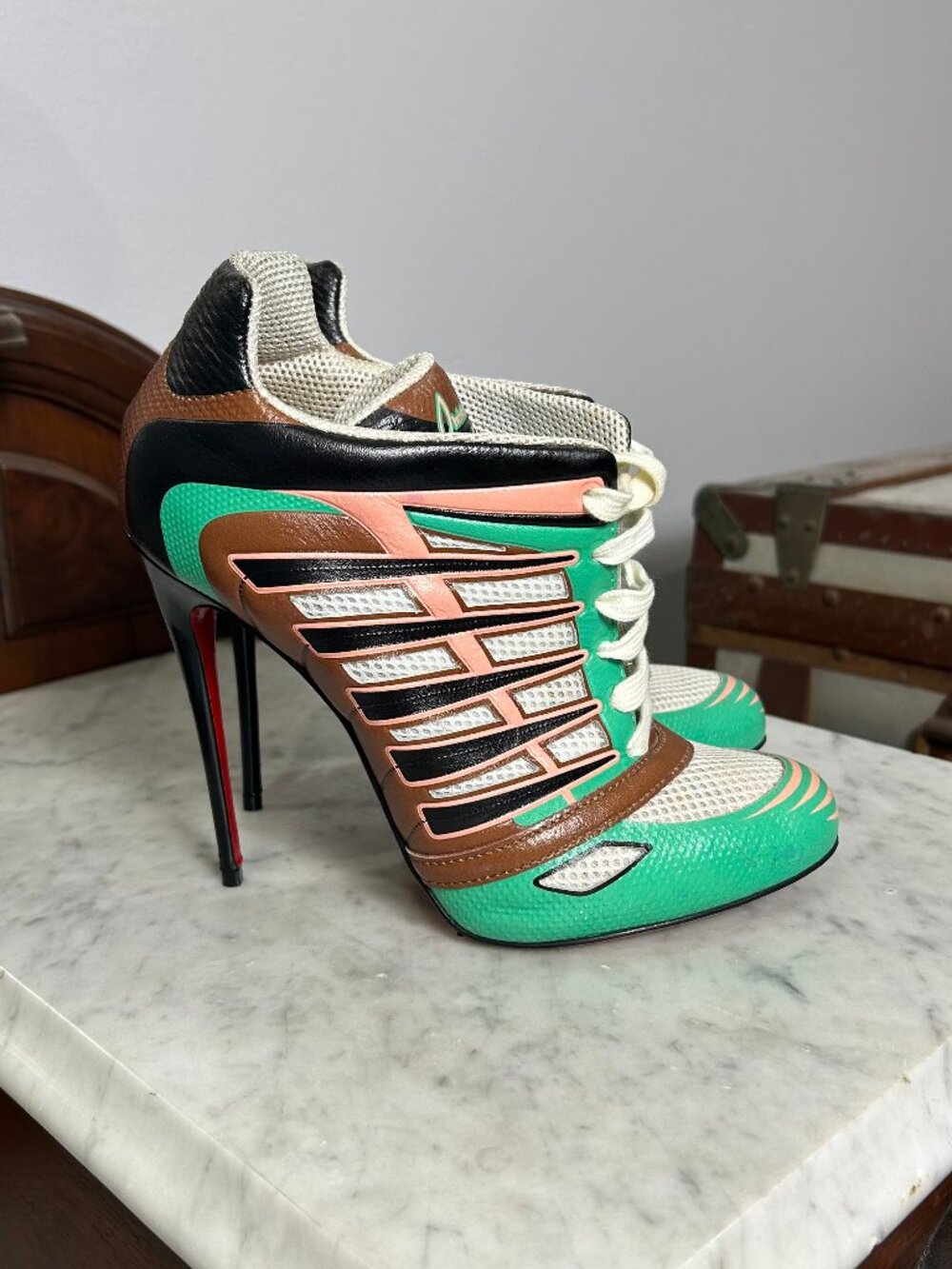 Christian Louboutin Boltina 120 Mint/Brown Sneaker Heels size 38.5 - Picture 2 of 11
